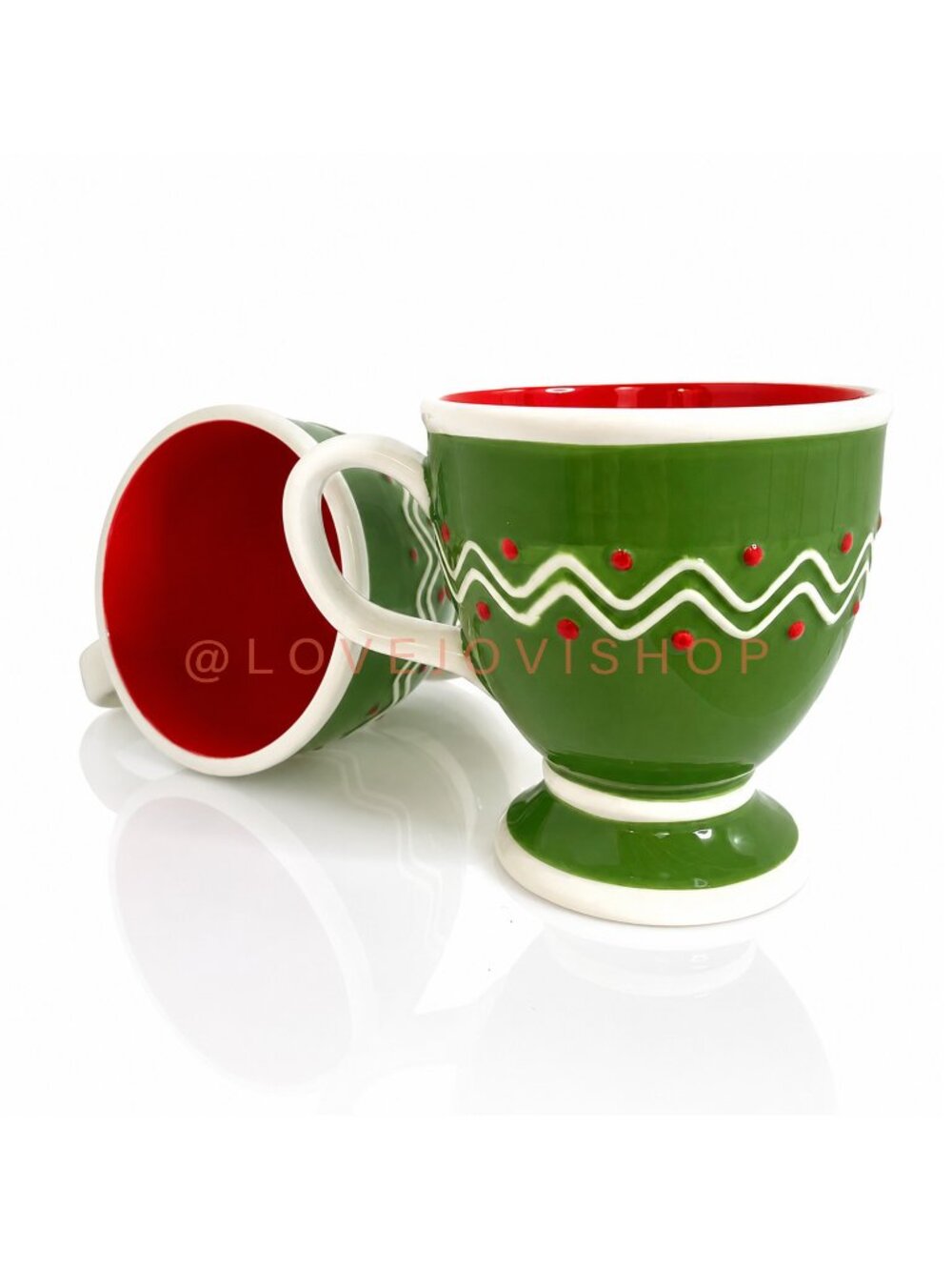 Holiday | Pair Ceramic Mugs or Bowls by TAG | Oversized Large Embossed Christmas